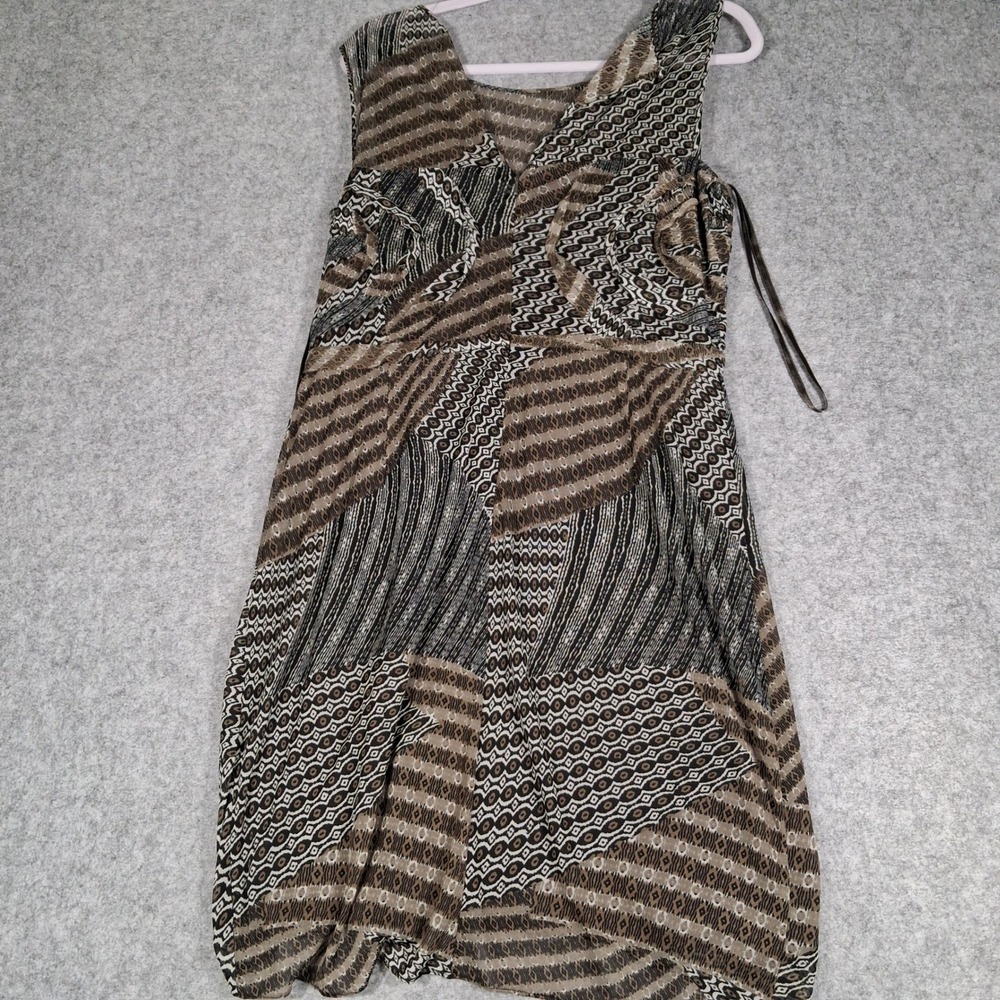 Nine West Sheath Dress Womens 14 Brown Geometric Sleeveless Draped U72MG54089 - Picture 2 of 8